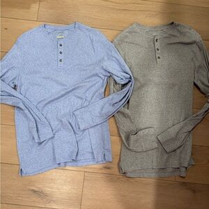 Apt. 9 Gray and Blue Henley Shirts Medium Tall